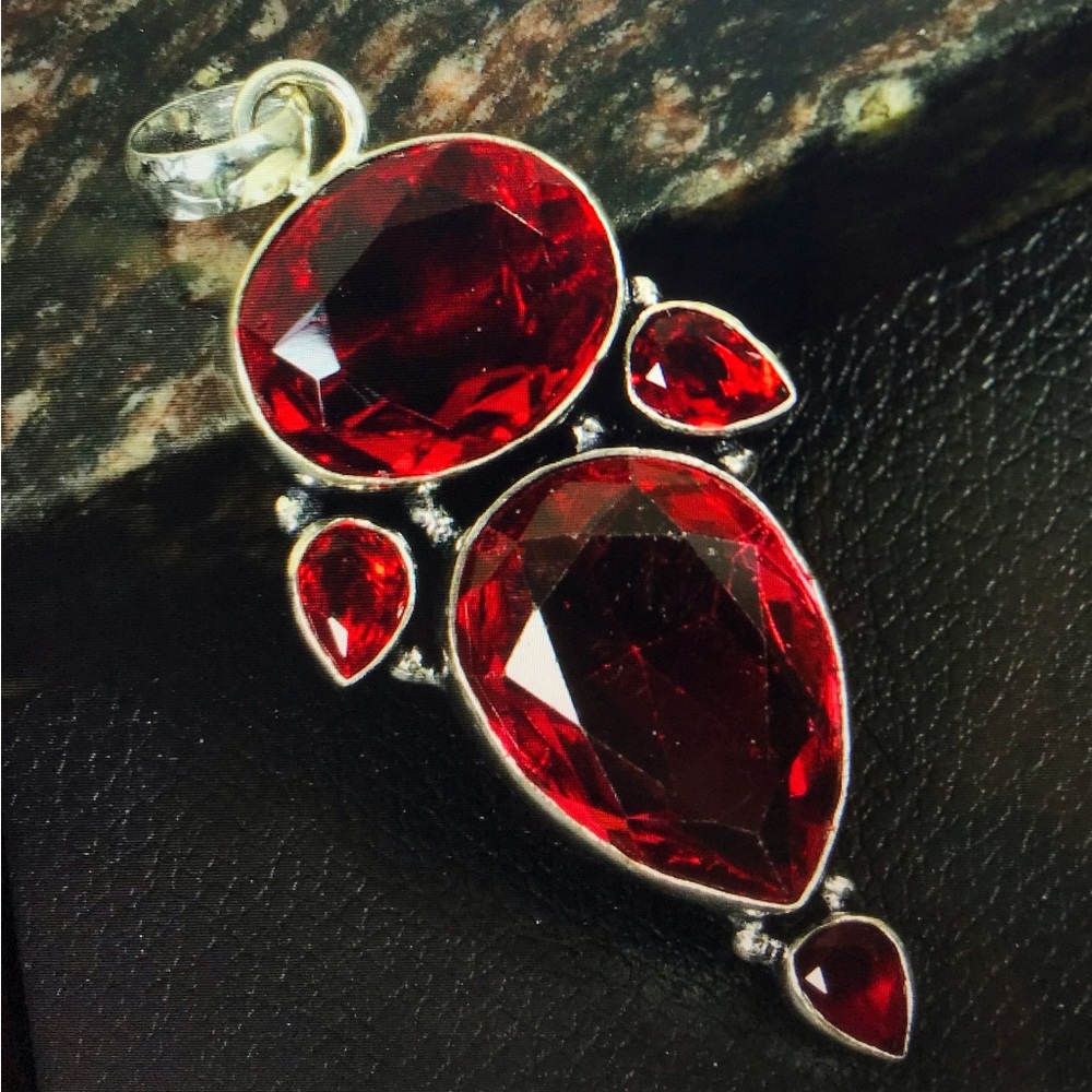 Garnet Stamped 925 Sterling Silver Necklace